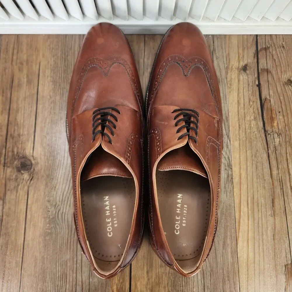 Cole Haan Modern Essentials Grand.OS Wingtip Mens 13 W Brown Leather Derby Shoes